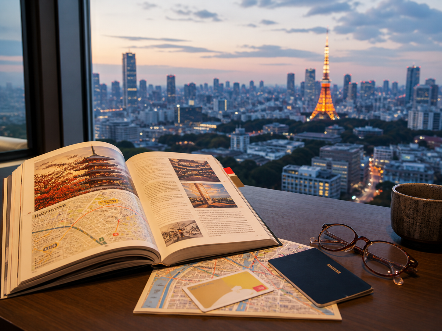 Guide de destination consulté devant Tokyo